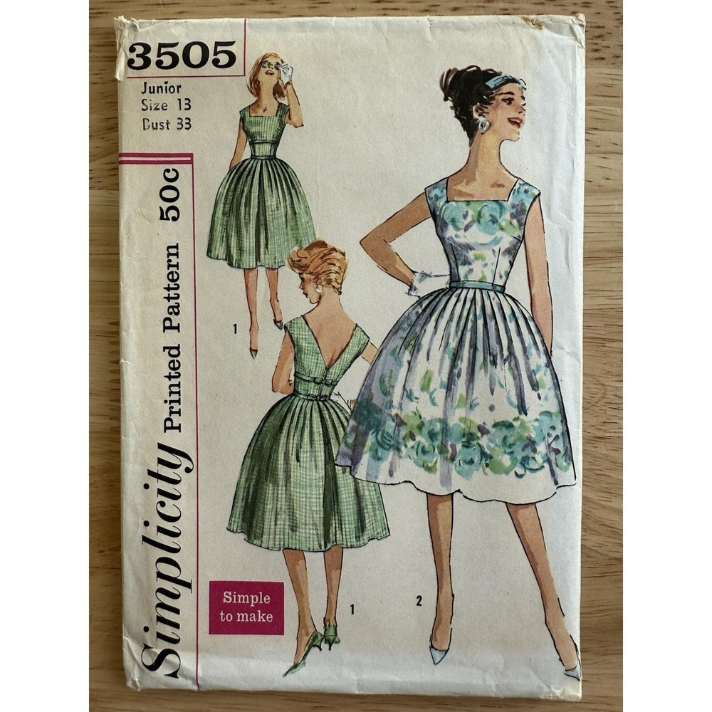 Simplicity Pattern 3505 Junior One-Piece Dress‎ Size 13 Bust 33" Uncut FF